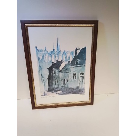 AQUARELLE VIEILLE VILLE LUXEMBOURG SIGNÉE MARS SCHMITT