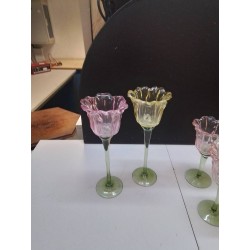 LOT BOUGEOIRS TULIPE EN VERRE MM