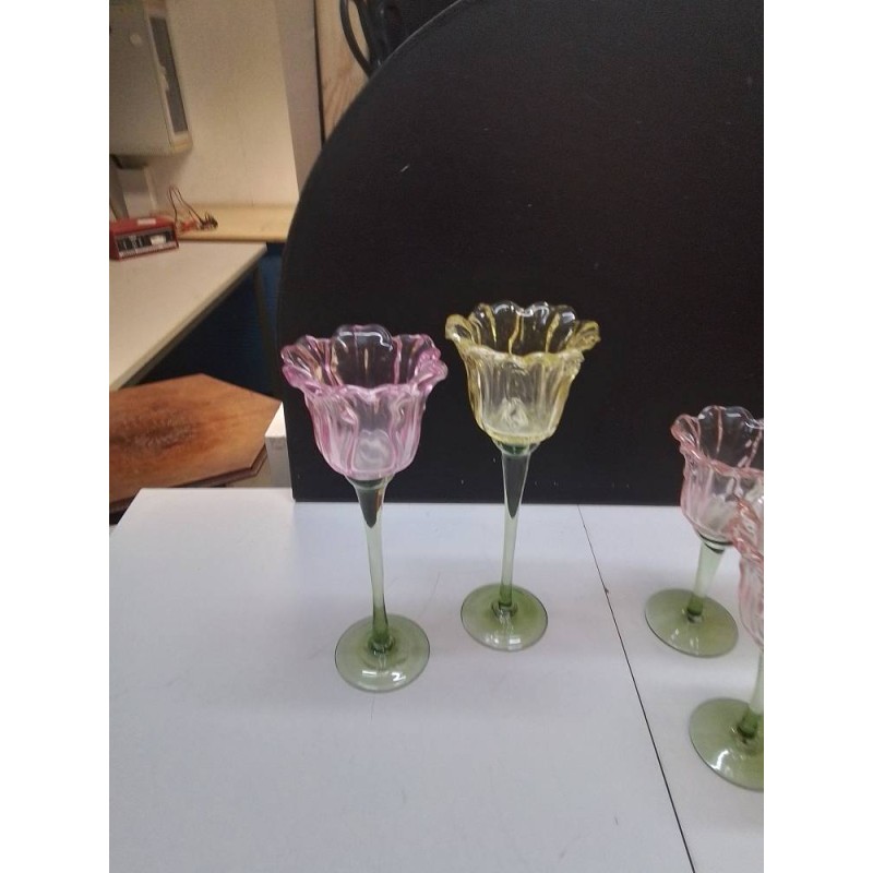 LOT BOUGEOIRS TULIPE EN VERRE MM