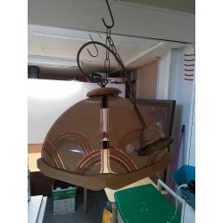 LAMPE EN VERRE ET BOIS 