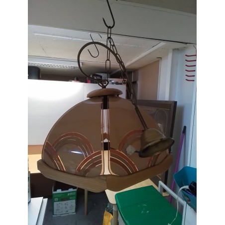 LAMPE EN VERRE ET BOIS 