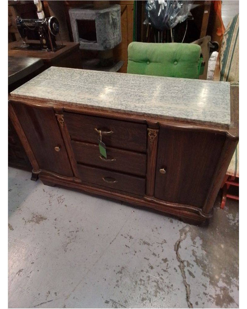 COMMODE STYLE ART DECO 3 TIROIRS 2 PORTES DESSUS MARBRE 