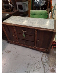 COMMODE STYLE ART DECO 3 TIROIRS 2 PORTES DESSUS MARBRE 