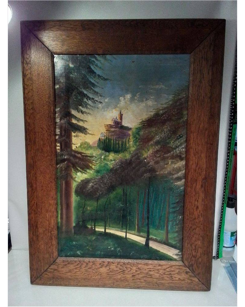 HUILE SUR TOILE ANCIENNE SIGNÉE DECO FORET 