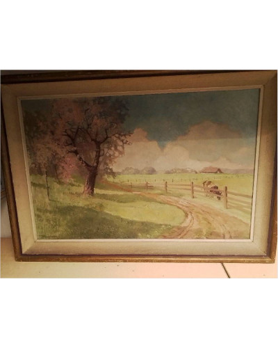 HUILE SUR TOILE PRÉ VACHE...