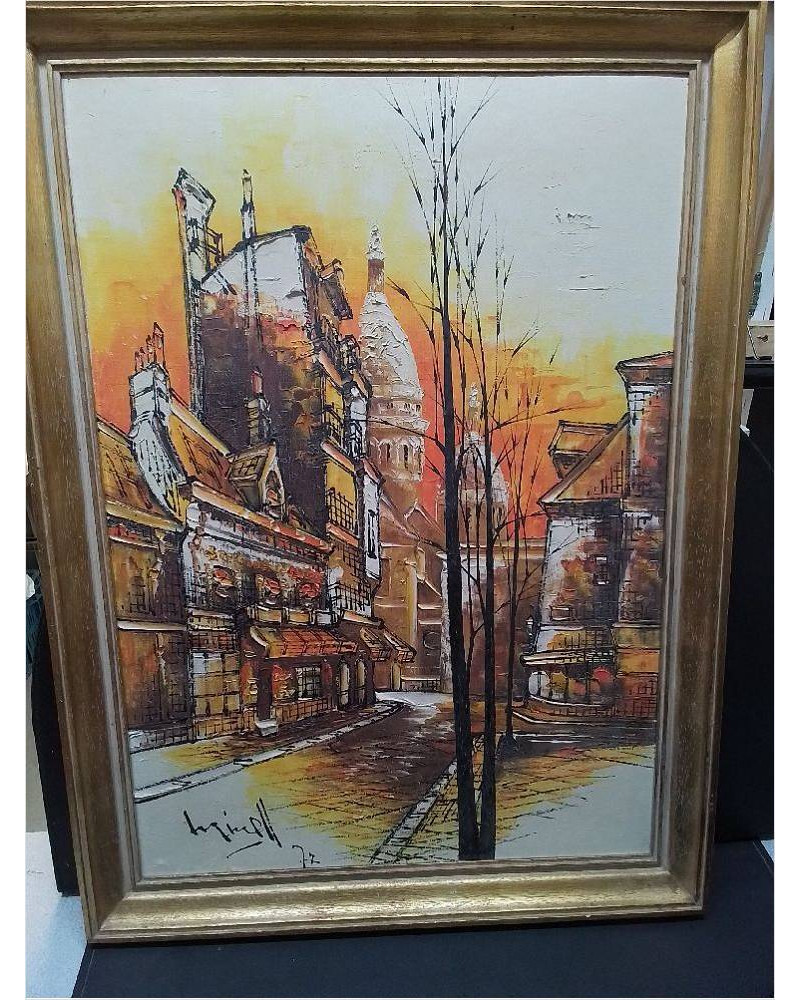 HUILE SUR TOILE SIGNÉE DECO VILLE 