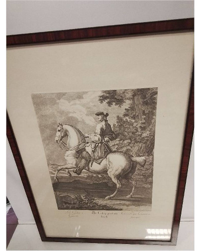 GRAVURE LE GALOP A GAUCHE