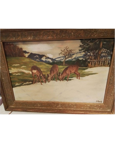 HUILE SUR TOILE BICHES J.RONCK