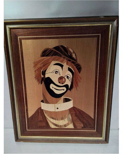 CADRE CLOWN MARQUETERIE 