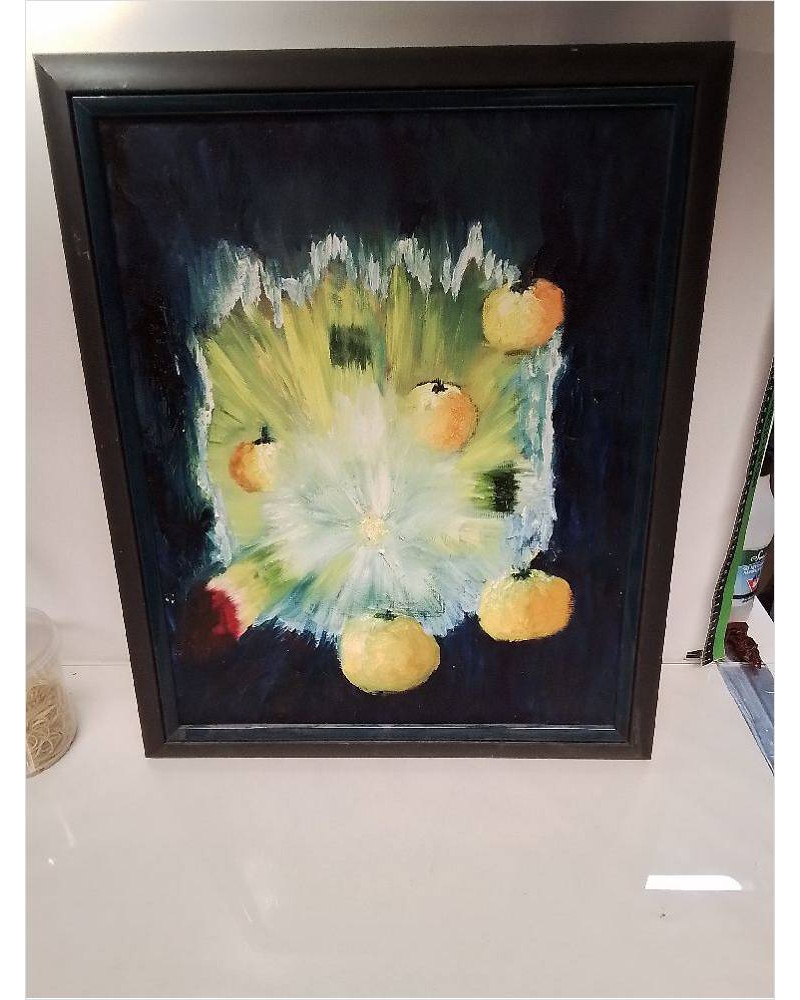 HUILE SUR TOILE ABSTRAITE FRUITS