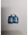 PAIRE DE BOUCLES D’OREILLE ARGENT VERRE BLEU