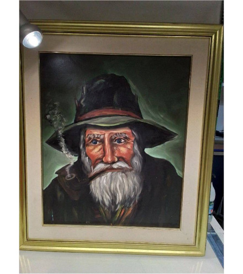 HUILE SUR TOILE HOMME FUMEUR 