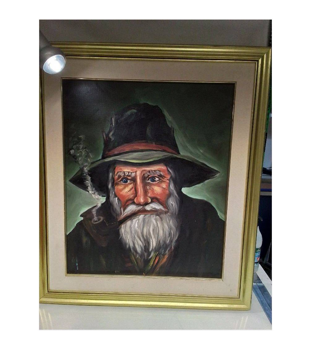 HUILE SUR TOILE HOMME FUMEUR 
