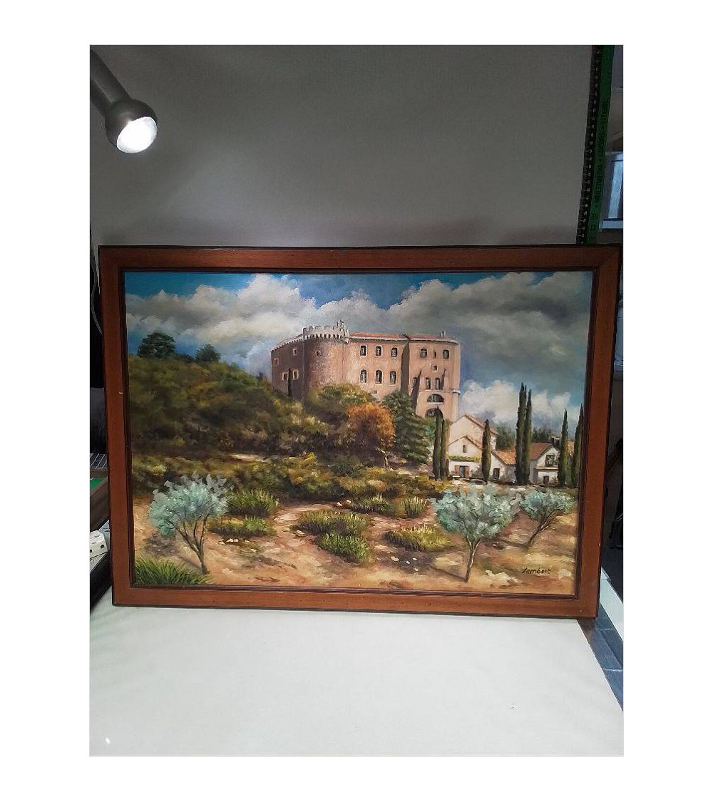 HUILE SUR TOILE CHÂTEAU SIGNÉE LAMBERT