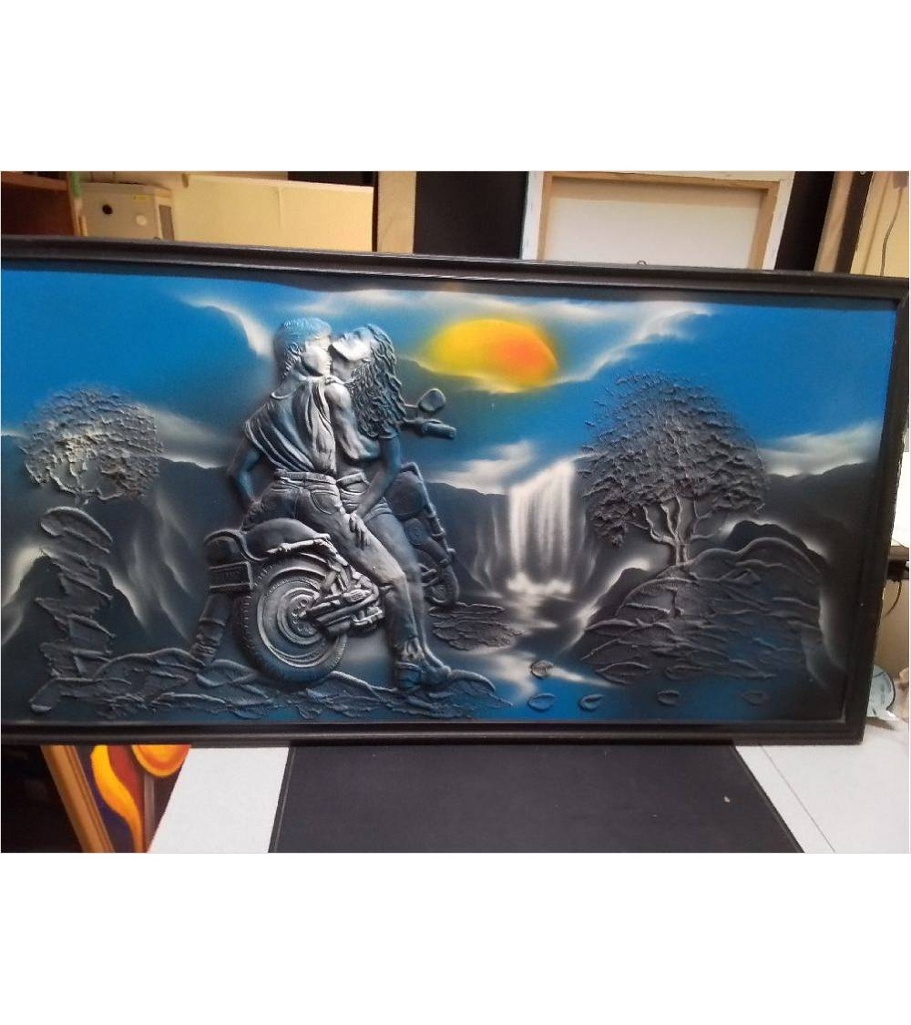 TABLEAU COUCHÉ DE SOLEIL EN MOTO 