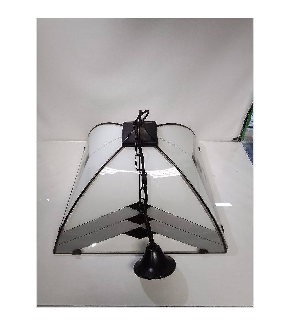SUSPENSION RETRO VERRE GRIS NOIR