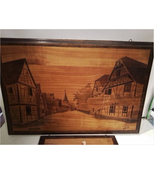 TABLEAU BOIS GRAVÉ ALSACE