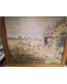 HUILE SUR TOILE ANCIENNE CABANE SIGNEE LOUIS LONCIN EN L’ETAT