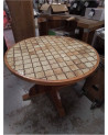 TABLE RONDE CARRELÉE EN PIN 