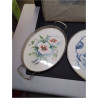 PLAT PORCELAINE BORD METAL VINTAGE LA PIECE 