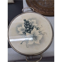 PLAT PORCELAINE BORD METAL VINTAGE LA PIECE 