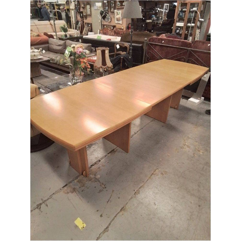 TABLE MODERNE STYLE CHÊNE NATUREL + 6 ALLONGES 4M50