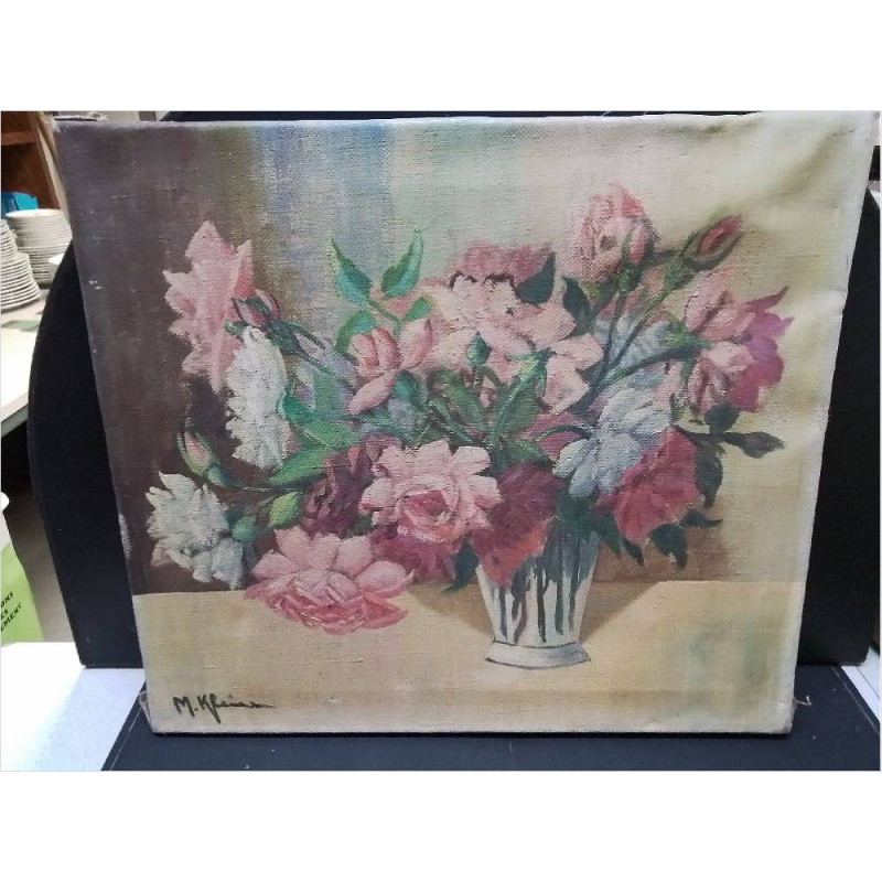 HUILE SUR TOILE ANCIENNE BOUQUET M.KLEIN