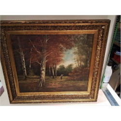 HUILE SUR TOILE COSTE CADRE DORÉ 