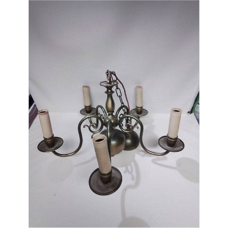 LUSTRE 5 BRANCHES STYLE FLAMAND 