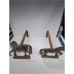 PAIRE DE CHENETS CHEVAUX 
