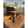 TABLE NAOS BIG FOOT VERRE NOIR + SOUS MAIN CUIR