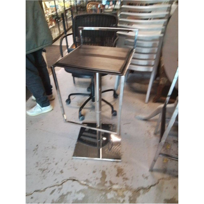 TABOURET DE BAR DESIGN CHROME CUIR NOIR