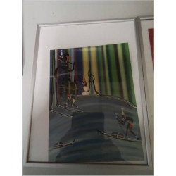PEINTURE AFRICAINE SOUS VERRE