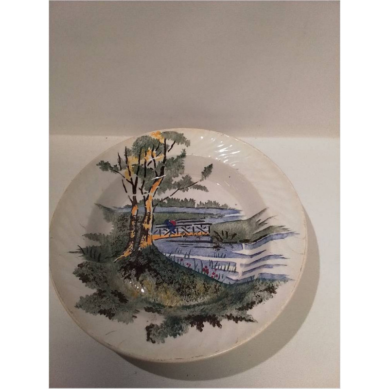 PLAT PORCELAINE BELGE DECO LAC 