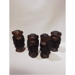 LOT SINGES BOIS SCULPTÉ 