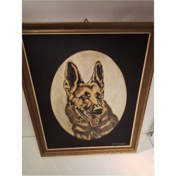 HUILE SUR PANNEAU CHIEN P....