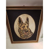 HUILE SUR PANNEAU CHIEN P. CHRISNACH