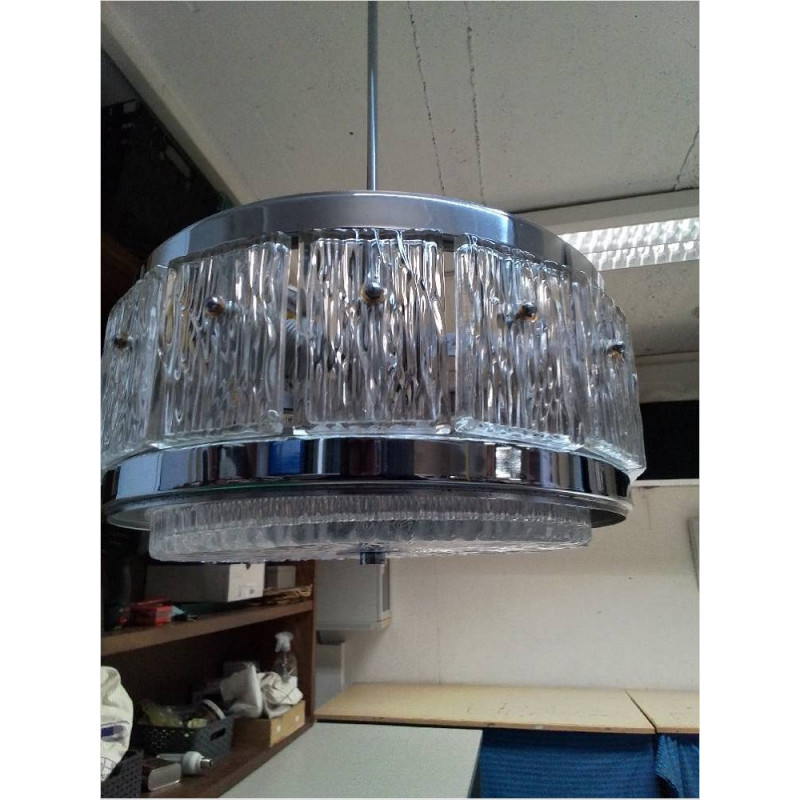 LUSTRE VINTAGE A FACETTES ET CHROME 