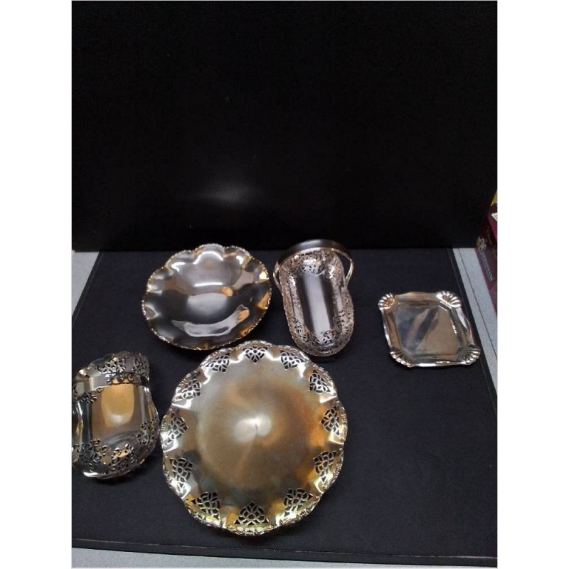 LOT PLATEAUX METAL ARGENTÉ 