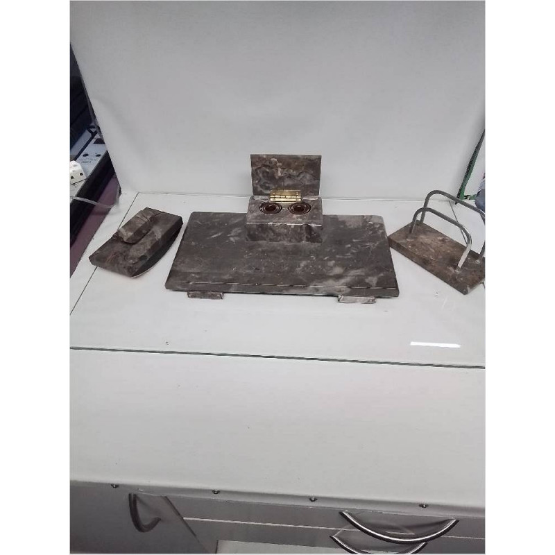 ENCRIER ANCIEN EN MARBRE AVEC ACCESSOIRES 
