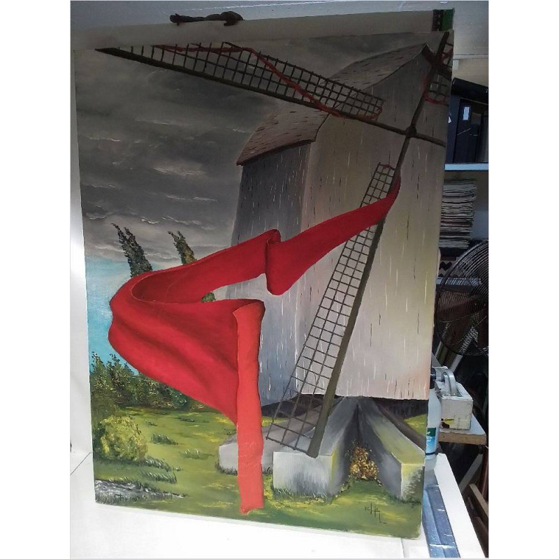 HUILE SUR TOILE SIGNÉE DECO MOULIN 