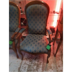FAUTEUIL VOLTAIRE TISSU BLEU