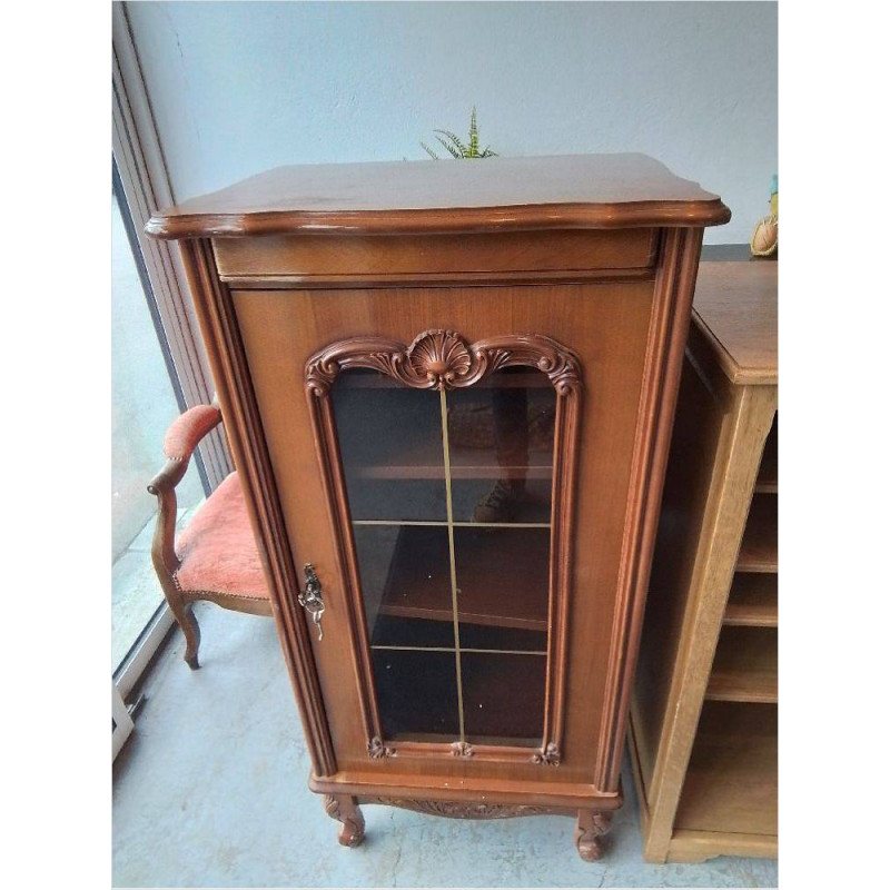 MEUBLE HIFI VITRÉ STYLE LOUIS XV + CLE