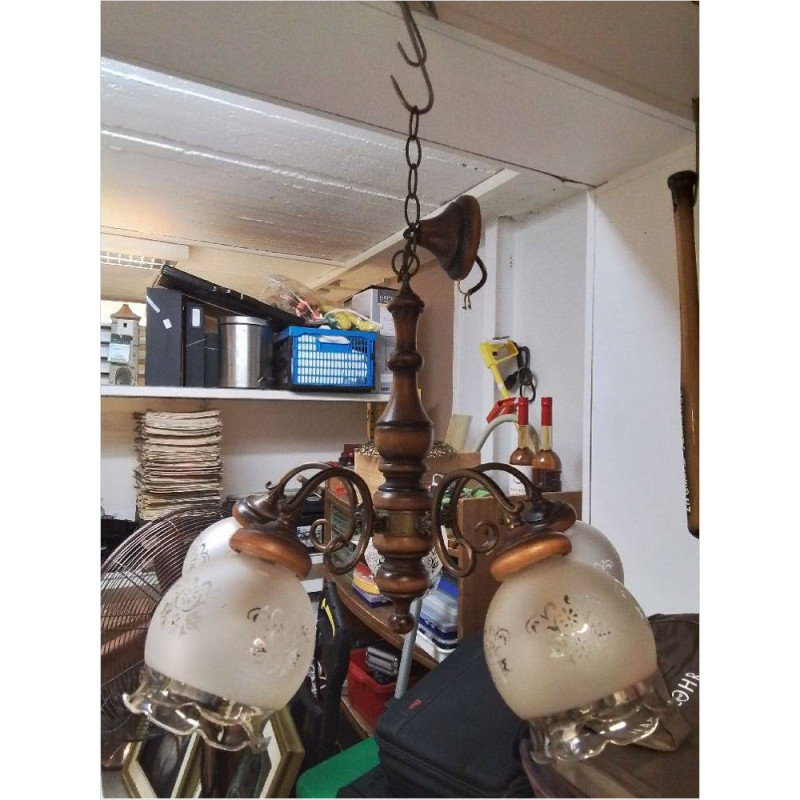 LUSTRE 5 BRANCHES GLOBES VERRE