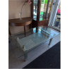 TABLE BASSE PLATEAU VERRE ET MARBRE 