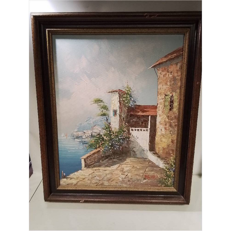 HUILE SUR TOILE BORD DE LAC