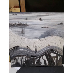 PEINTURE MODERNE GRISE SIGNÉE 
