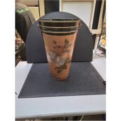 POT METALIQUE MOTIF FLEURS 