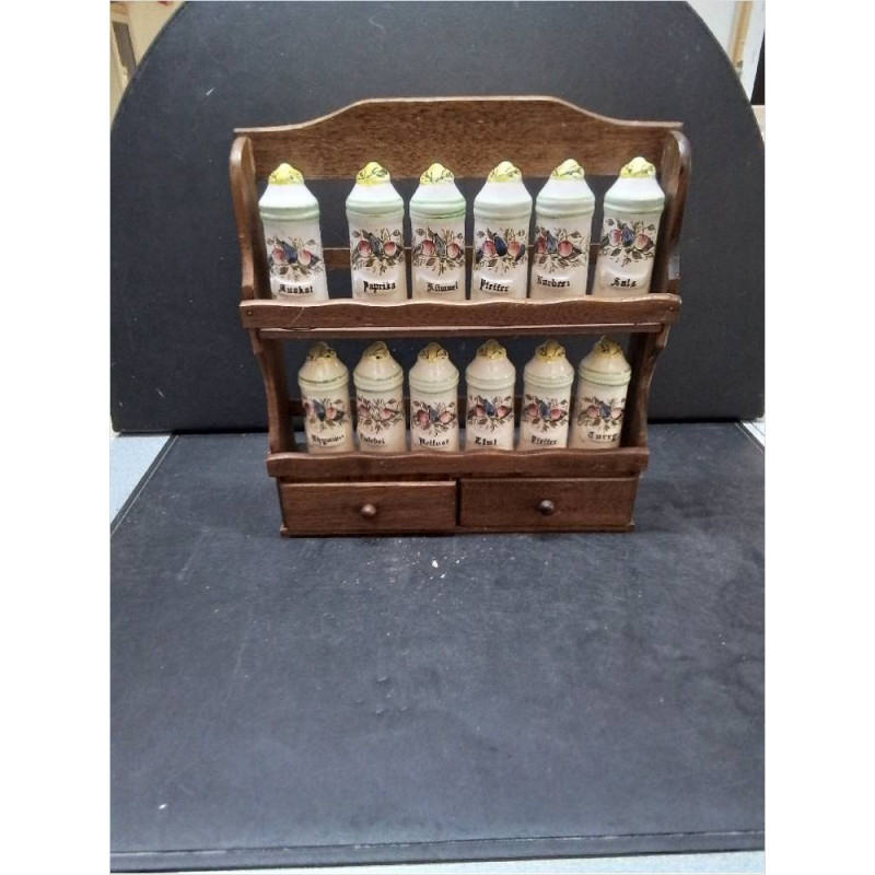 ETAGERE BOIS AVEC POTS A EPICES 
