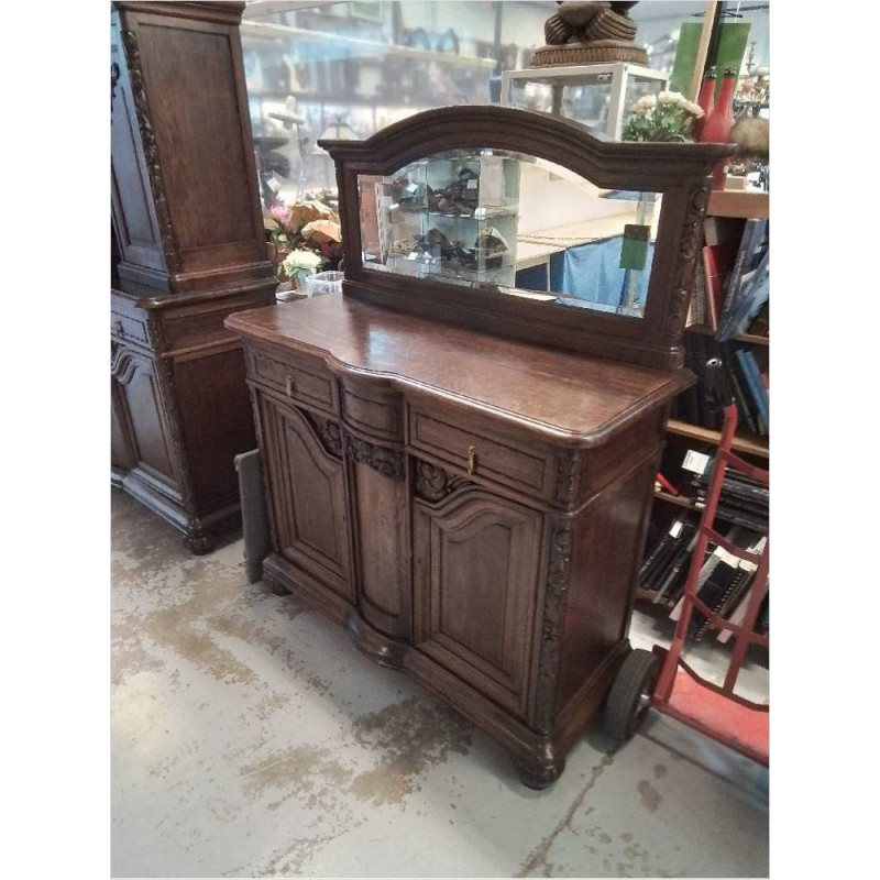 BUFFET BAS 2 PORTES 2 TIROIRS AVEC MIROIR